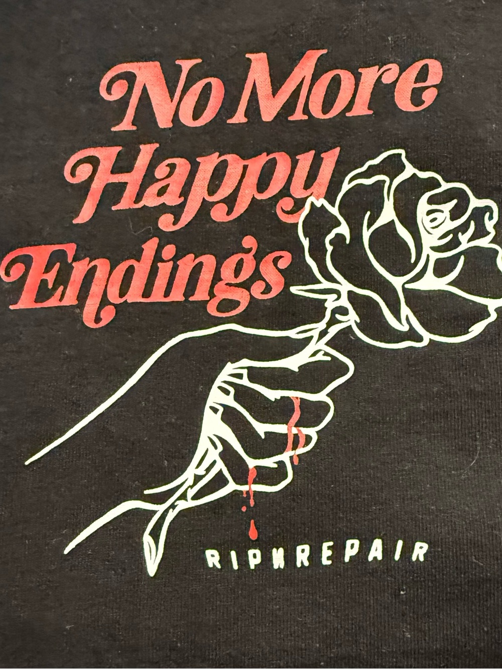 Rip n Repair  Los Angeles “ No more happy endings” Men's T shirt black Large